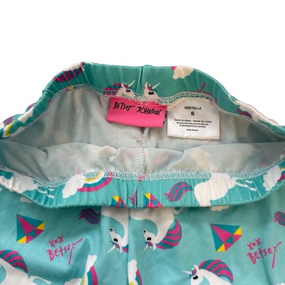 Betsey Johnson Teal Faux Fur DREAM Hoodie and Unicorn Rainbow Leggings Small - Picture 5 of 11